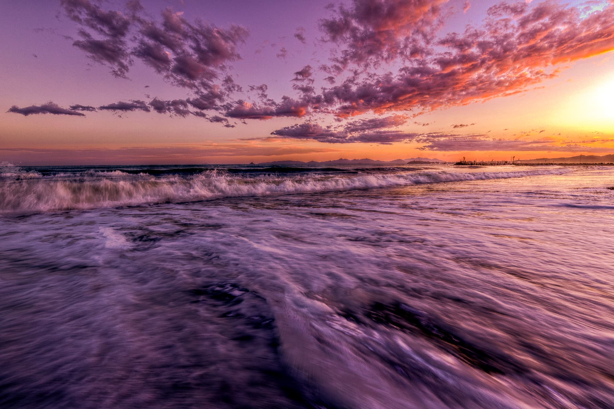 The Sterpaia sea at sunset