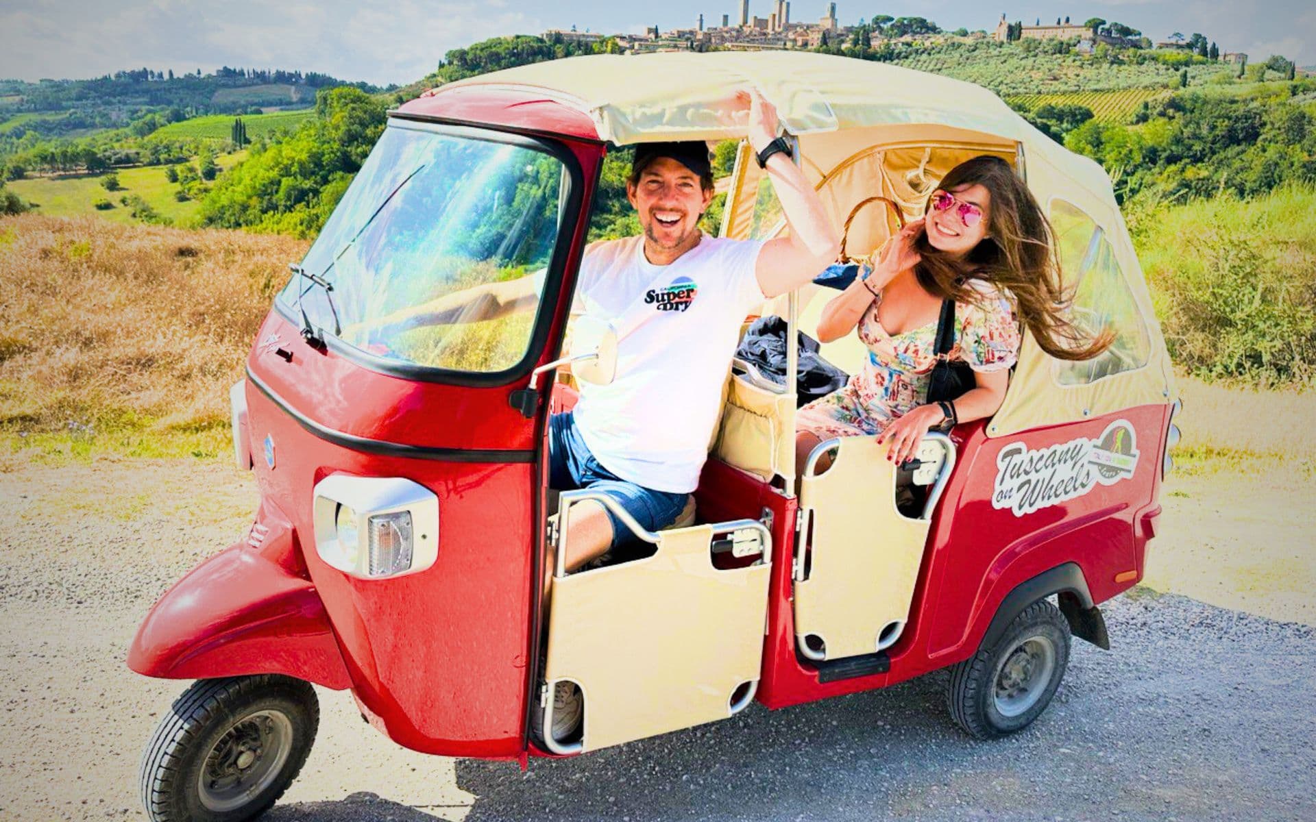 Italian Tuk Tuk, vintage vehicle, wine tasting, local food, authentic experience, panoramic