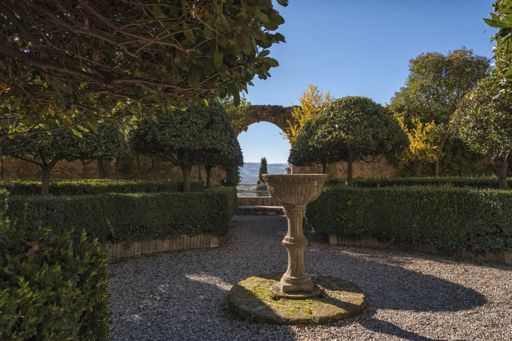 El jardín renacentista italiano del Palacio Piccolomini, Pienza