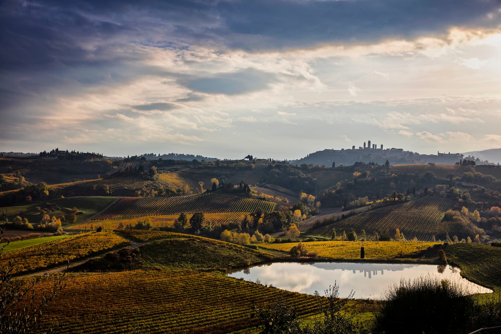 Vista sulla campagna e le torri di San Gimignano