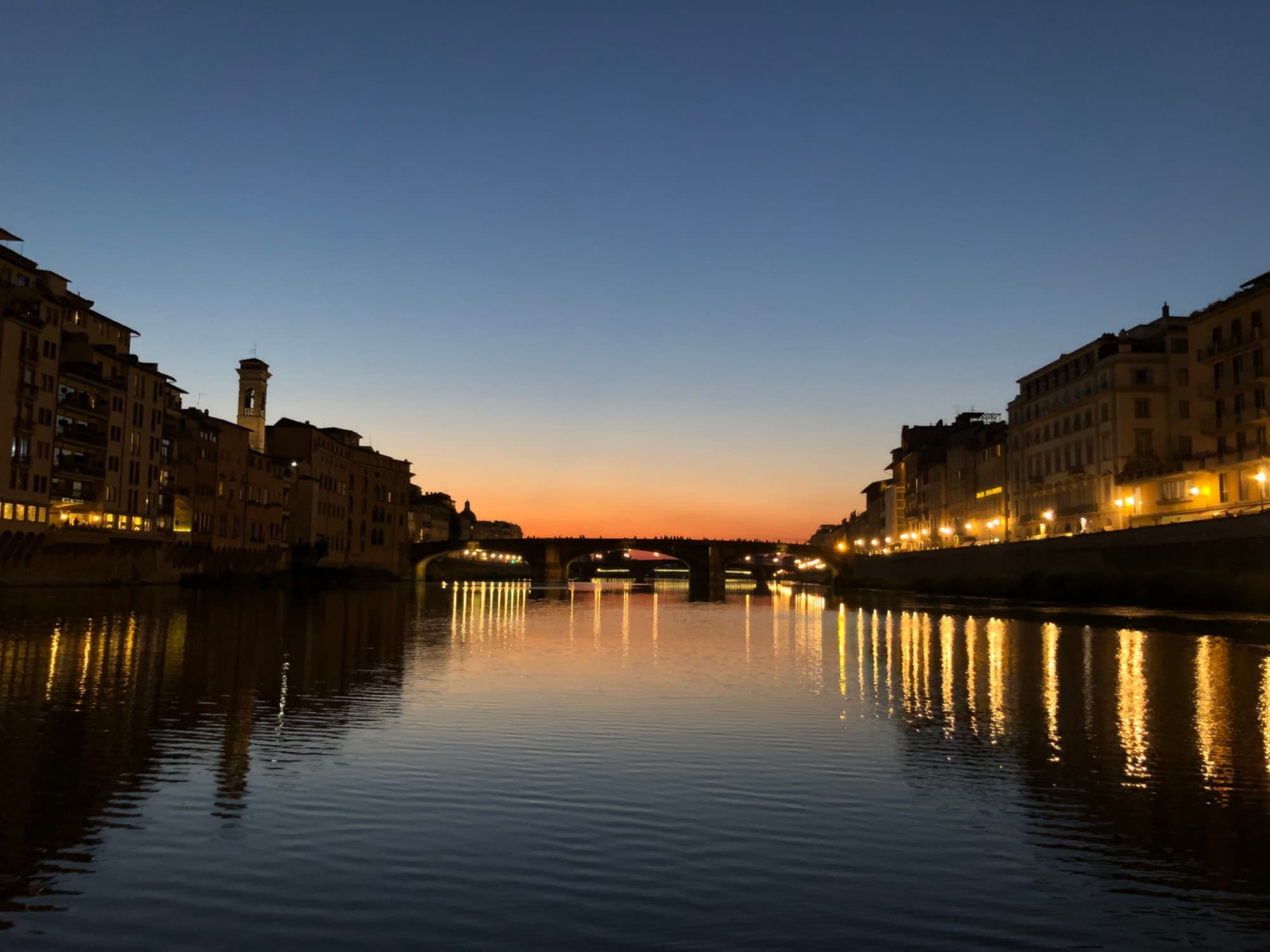 Sunset in Florence by boat tour in Tuscany