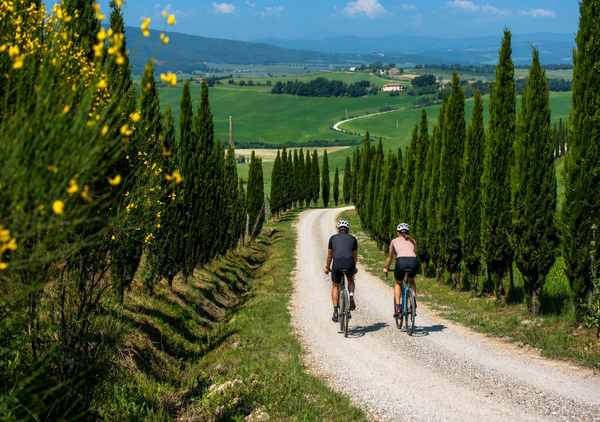 cyclists in the Val d'Orcia