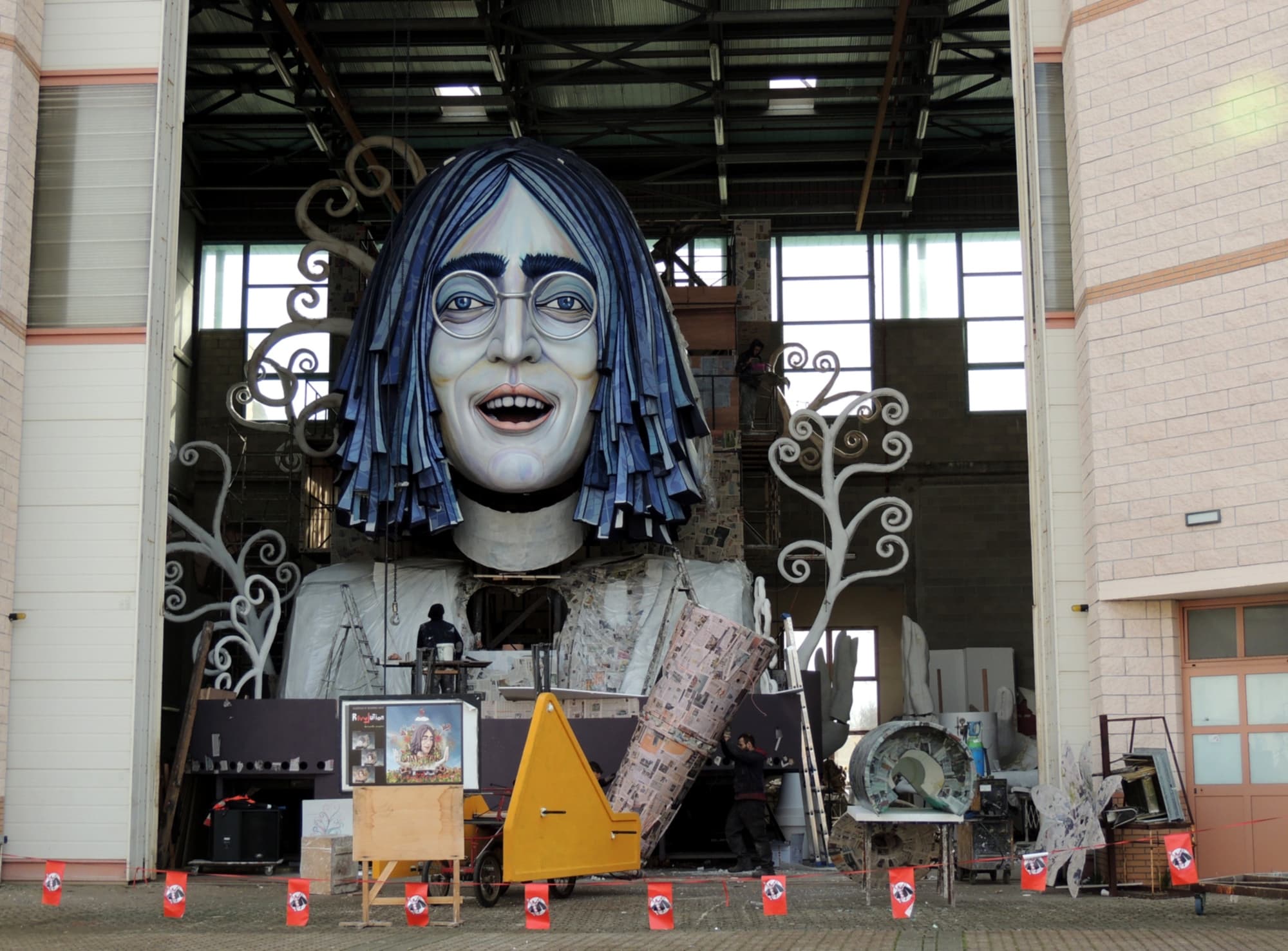 Allegorical carnival float of John Lennon at Viareggio Cittadella