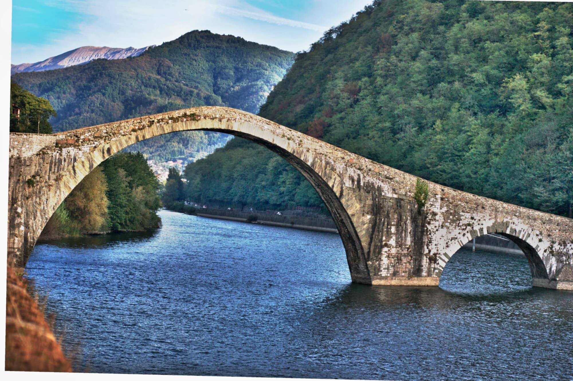 Immagine che mostra la forma asimmetrica del ponte