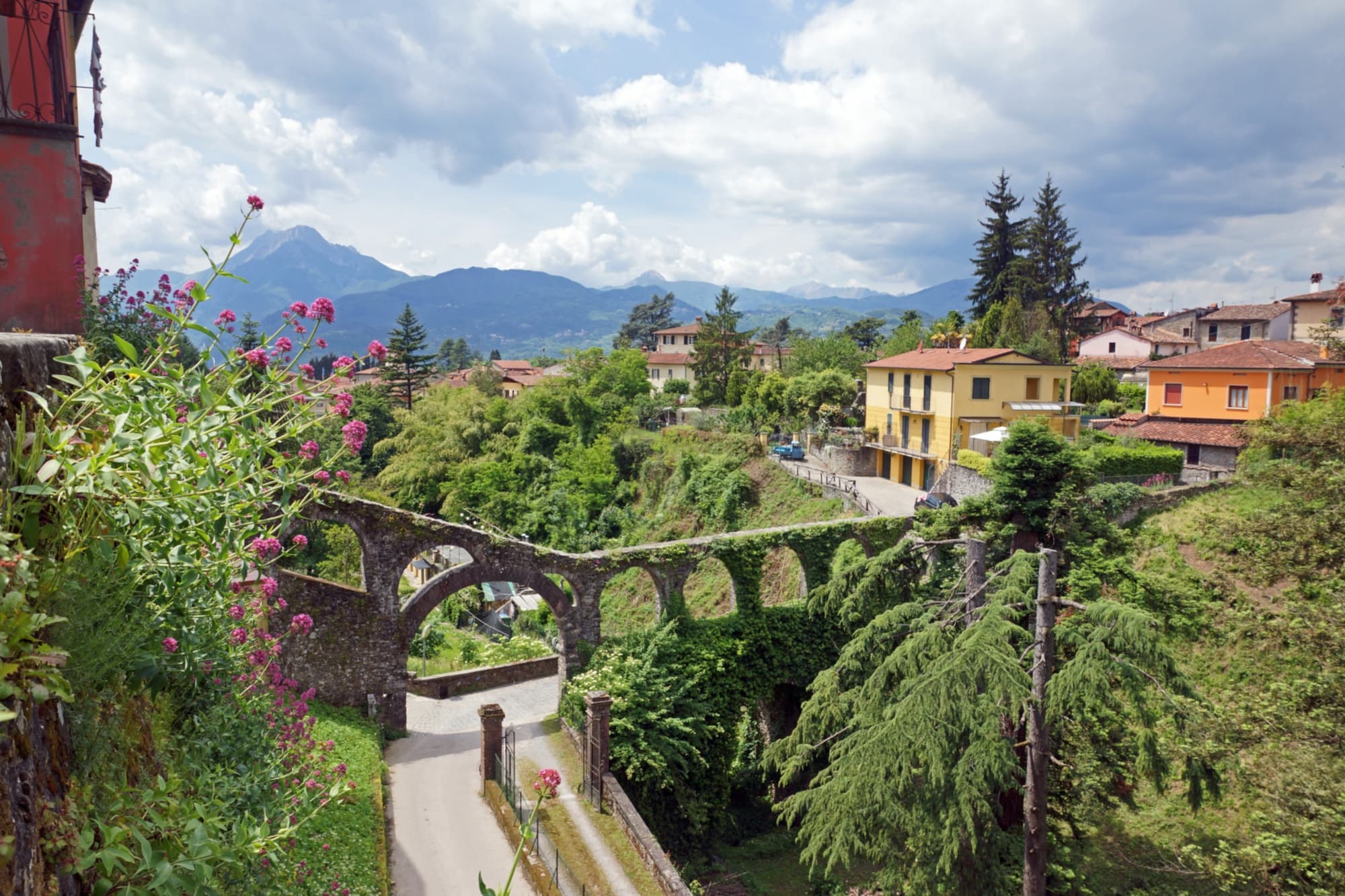 View with bridge, Barga
