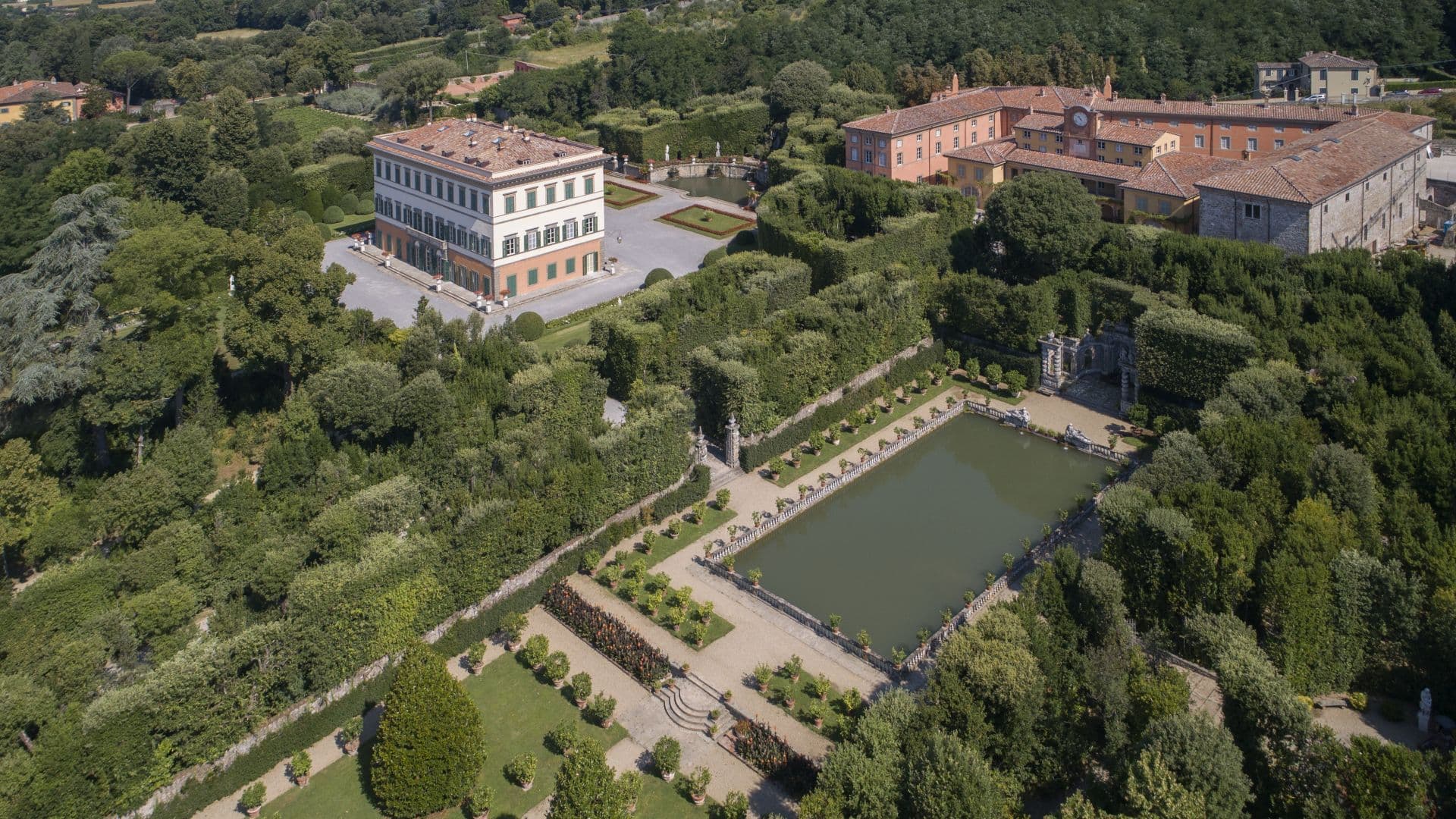 Vista aérea de la Villa Reale de Marlia