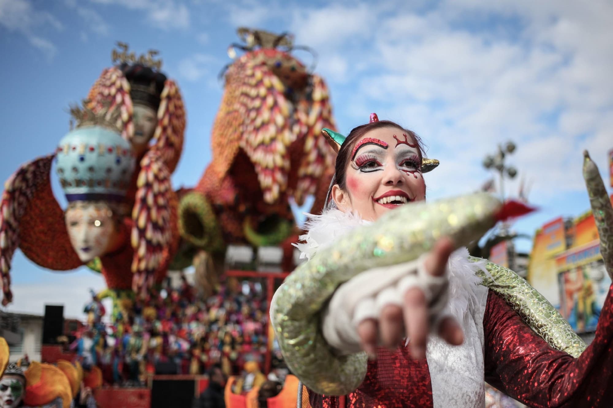 A snapshot of the parade during the famous Carnevale