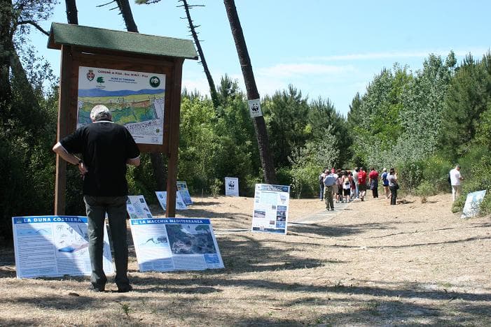 The entrance to the Dune di Tirrenia and a few explanatory signs along the way