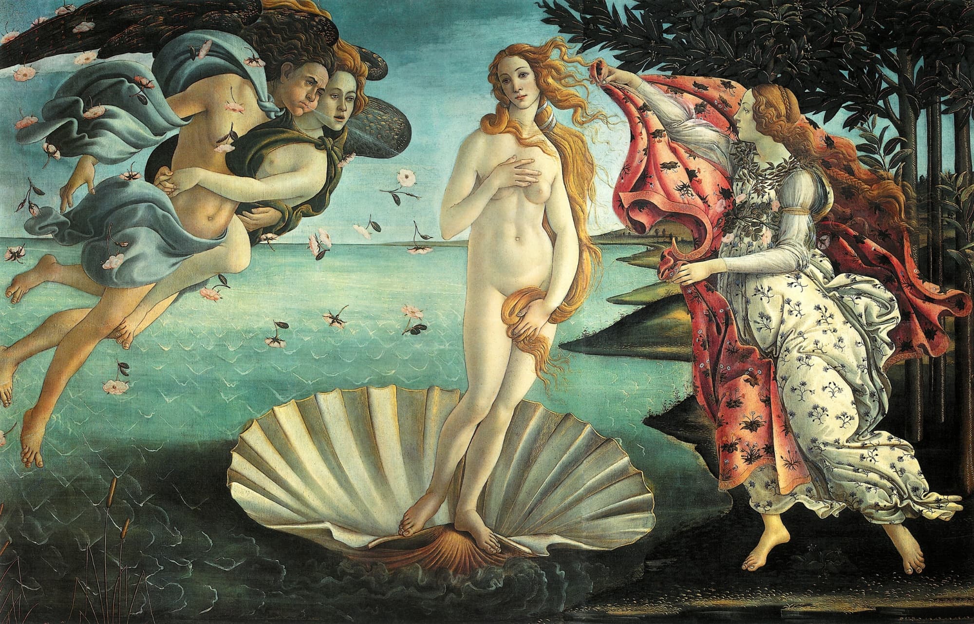 Particolare del celebre quadro di Botticelli, La nascita di Venere