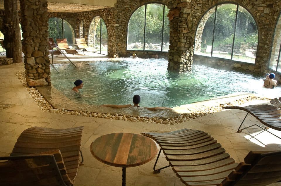 Indoor swimming pool of the Sassetta Thermal Spa in the valley of Pian delle Vigne in Sassetta.