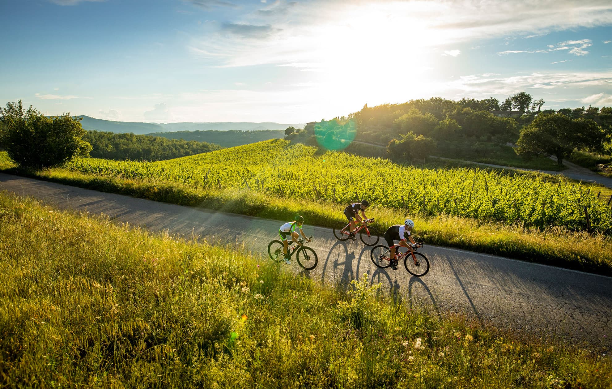 A bike ride at sunset among the Chianti hills