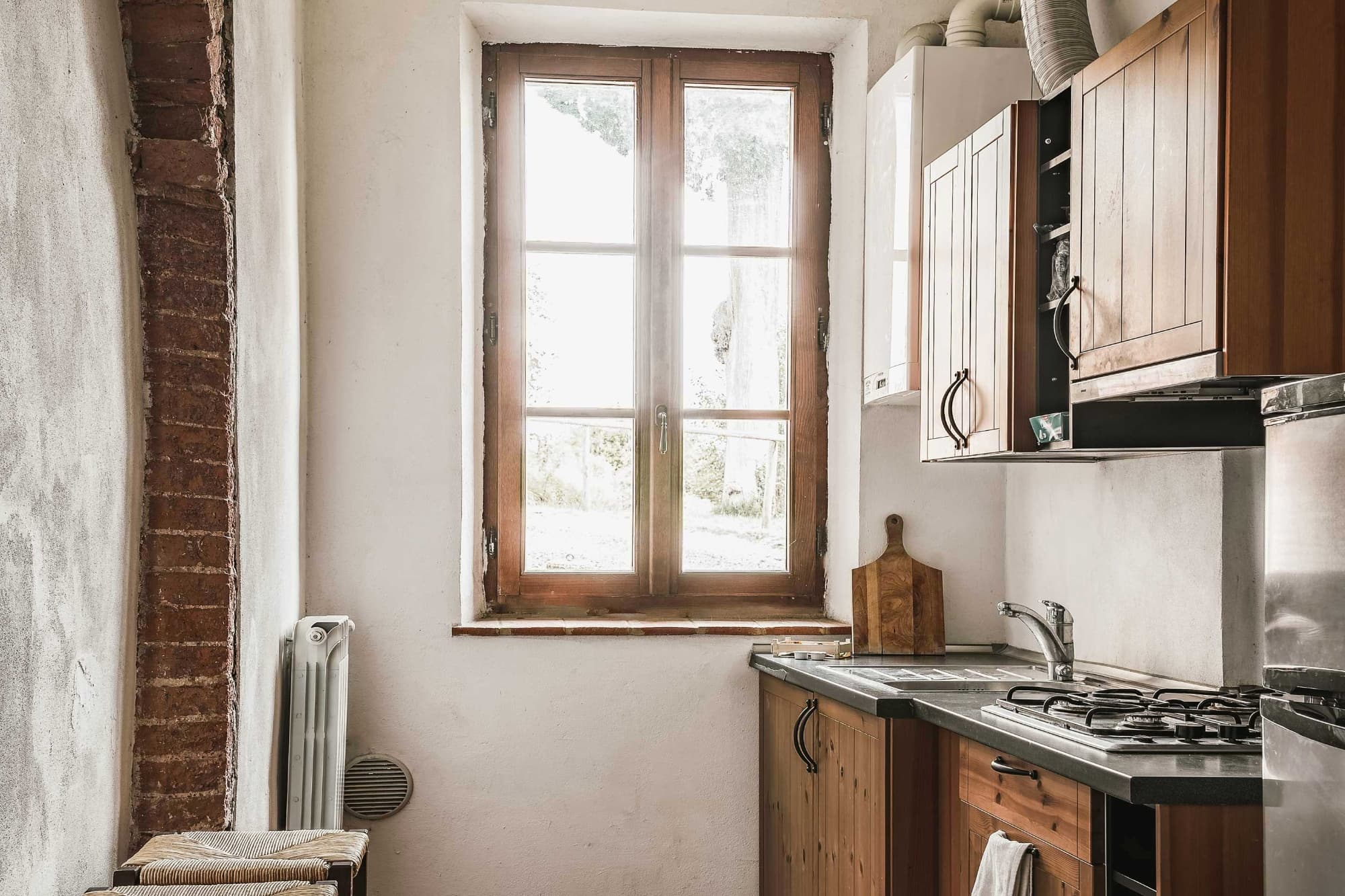 Kitchen of one of the apartments at Agriturismo La Torretta