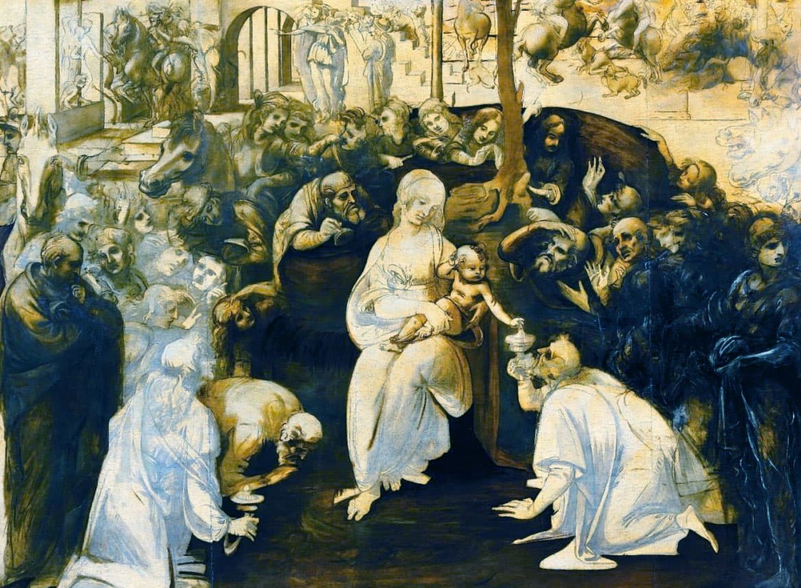 Adorazione dei Magi di Leonardo da Vinci, dettaglio