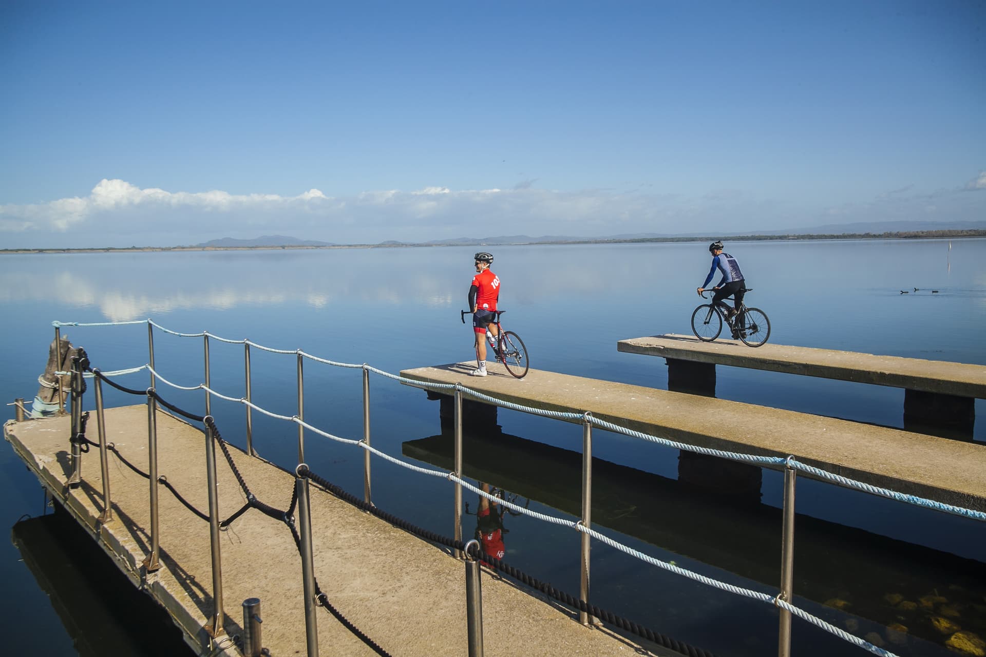 Orbetello piers on the western lagoon